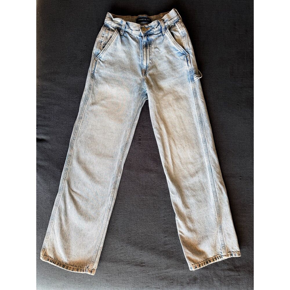 Aeropostale 90s Baggy High Rise Light Wash Carpenter Jeans Women's 000 REG